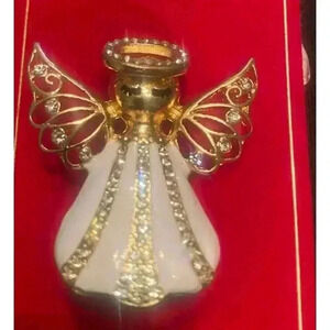 HOLIDAY LANE Christmas ANGEL holiday brooch pin 1 3/4"